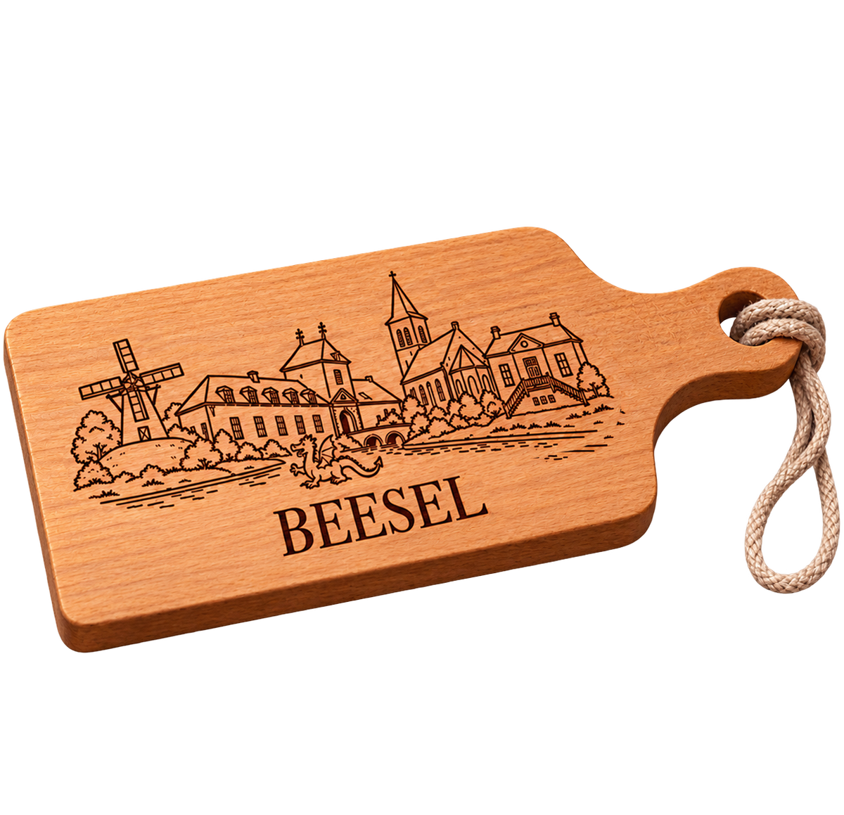 Borrelplank ‘Beesel’ – beukenhout 35 × 14 cm – vrijstaand