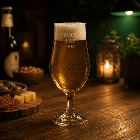 Gegraveerd bierglas 370ml, rond - De Knutselier