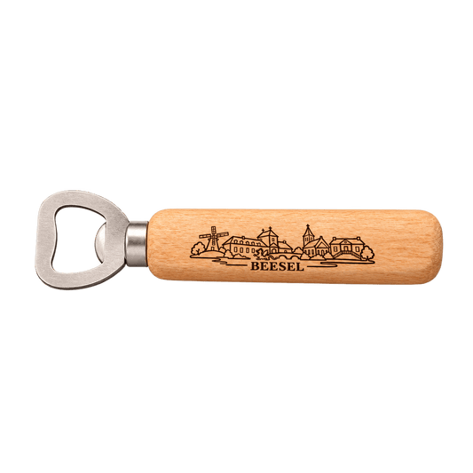 Houten flesopener ‘Beesel’ – met dorpsgezicht - De Knutselier