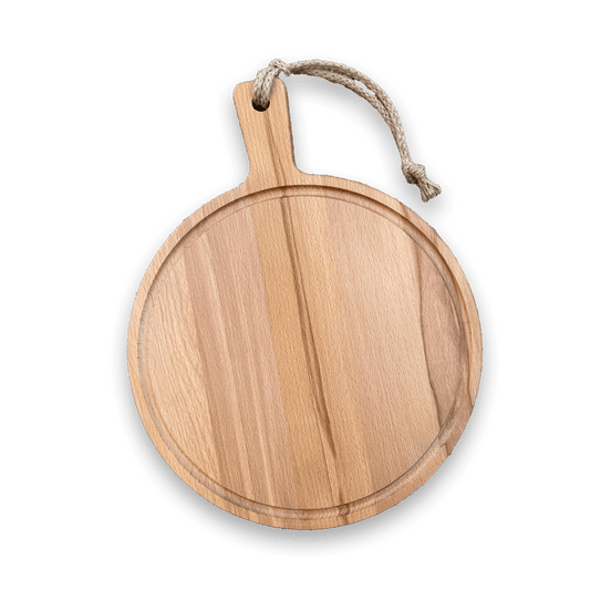 Plank Bibi – Ronde beukenhouten borrelplank van 30 cm ⌀ - De Knutselier