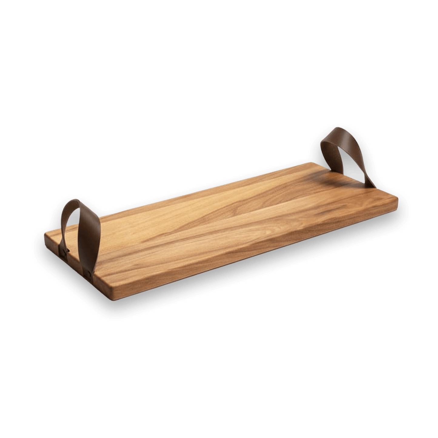 Plank Tessa – Stoere serveerplank met leren handvatten 39 × 18 cm - De Knutselier