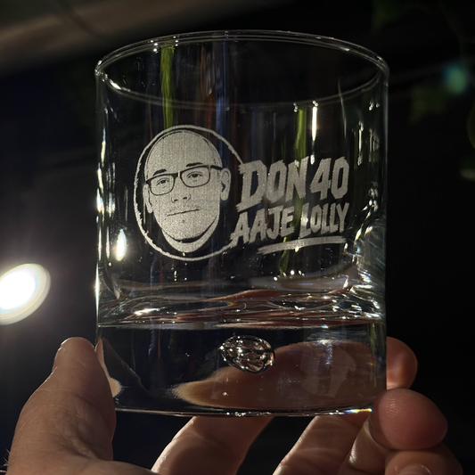 Gegraveerd glas voor Dons 40e verjaardag