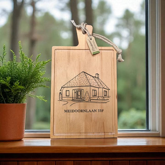 Je eigen huis als lijntekening op hout - De Knutselier