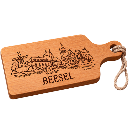 Borrelplank ‘Beesel’ – beukenhout 35 × 14 cm – vrijstaand