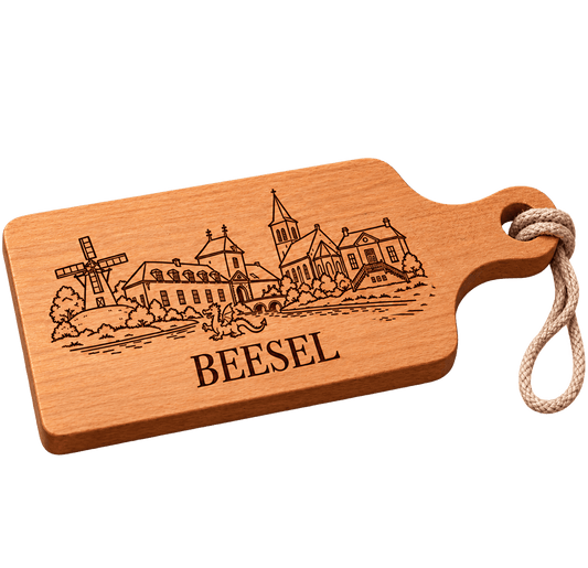 Borrelplank ‘Beesel’ – beukenhout 35 × 14 cm - De Knutselier