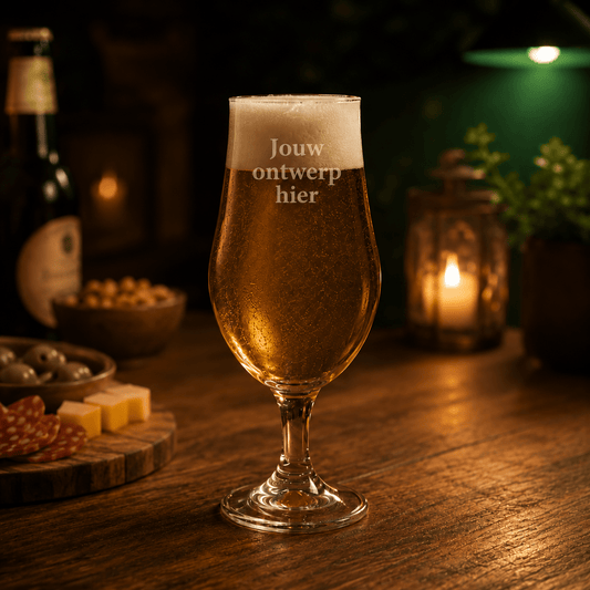 Gegraveerd bierglas 370ml, rond - De Knutselier
