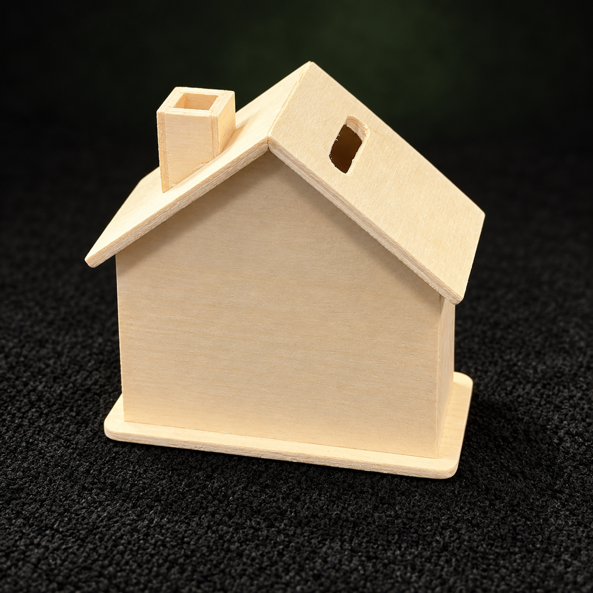 Houten spaarpot huisje dat aan de voorkant gegraveerd kan worden