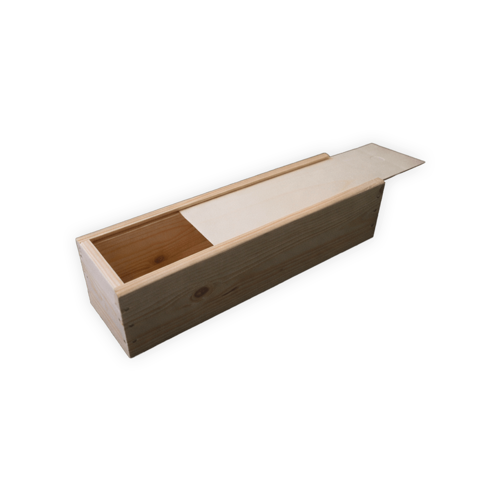 Houten wijnkist met schuifdeksel – 34 × 9,5 × 8,5 cm - De Knutselier