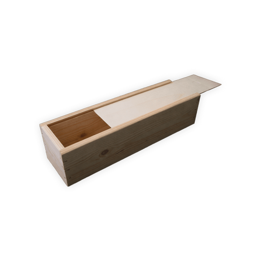 Houten wijnkist met schuifdeksel – 34 × 9,5 × 8,5 cm - De Knutselier