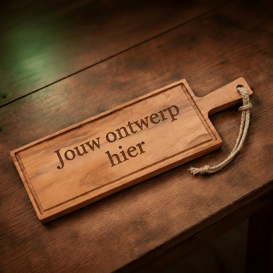 Plank Glenn – Grote beukenhouten borrelplank van 50 x 17 cm - De Knutselier