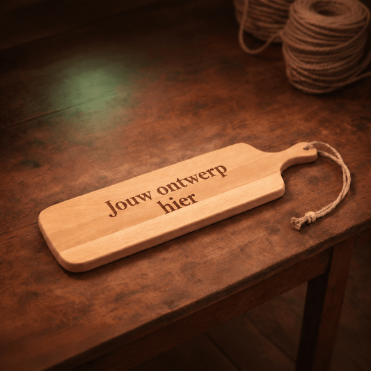 Plank Ivy – Slanke beukenhouten borrelplank 50 × 14 cm - De Knutselier