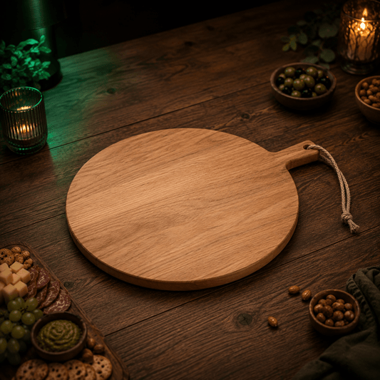Plank Mello - Beukenhouten ronde borrelplank Ø35cm - De Knutselier