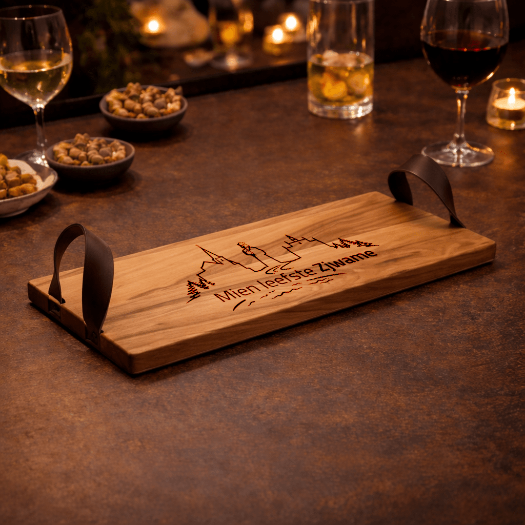 Plank ‘Mien leefste Zjwame’ – borrelplank 39 × 18 cm - De Knutselier