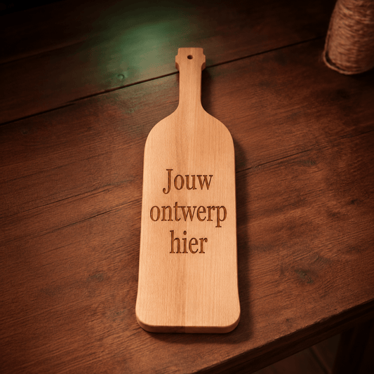 Plank Ton – Beukenhouten borrelplank 47 × 15 cm - De Knutselier