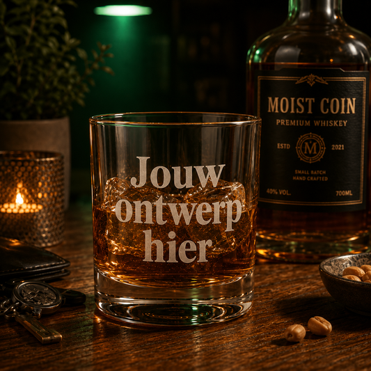 Whiskeyglas 300 ml met voorbeeldgravering Jouw ontwerp hier